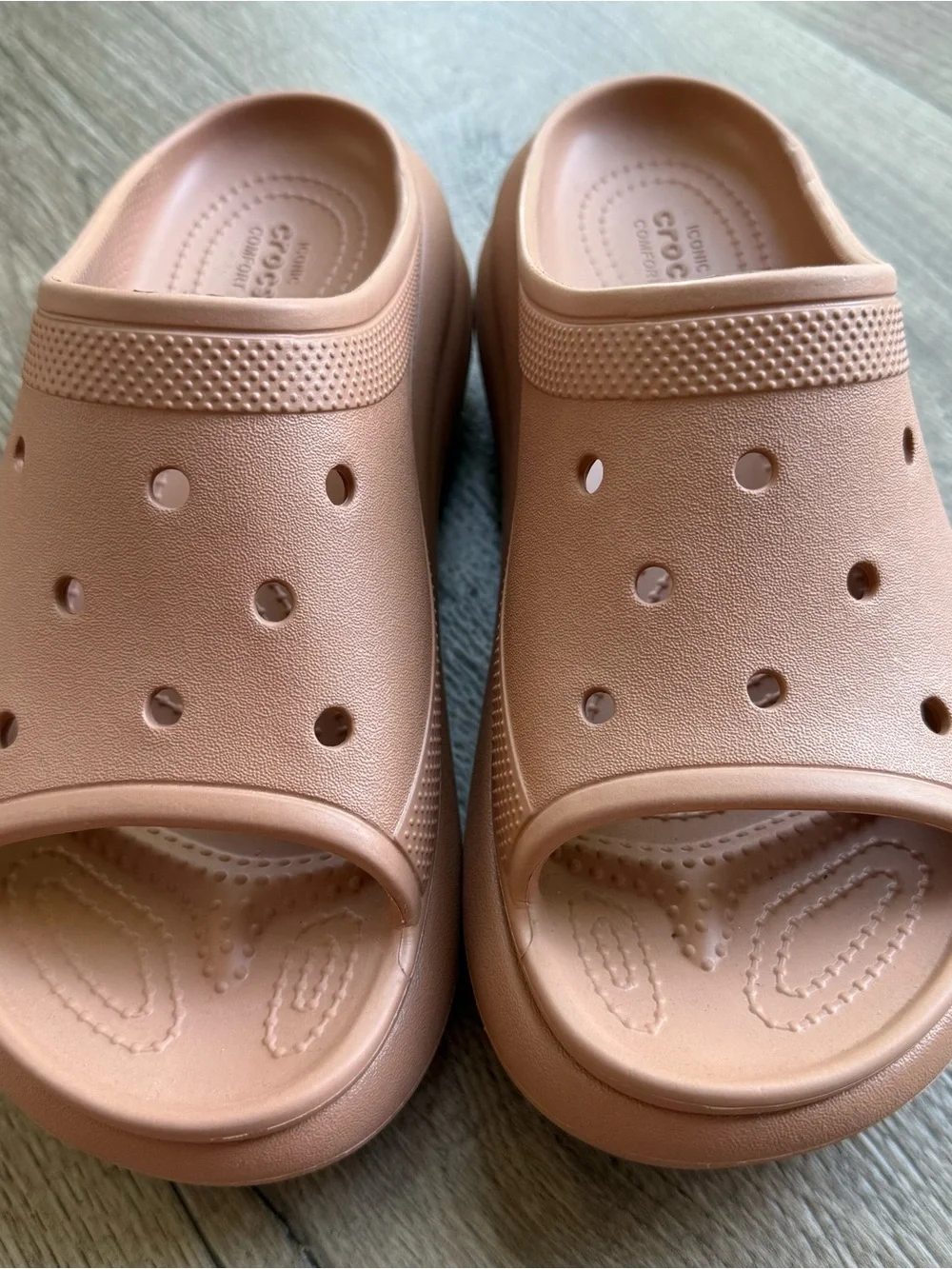 Crocs Crush slides cork brown size 9 women platform chunky sandals